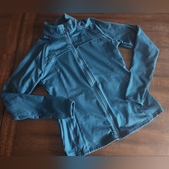 Med Teal Fabletics Zip-Up Activewear Top - Picture 1 of 6